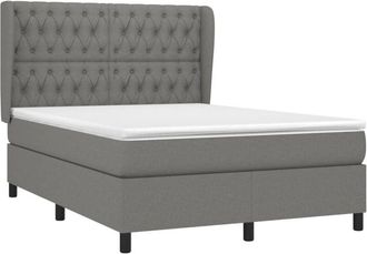 vidaXL Cama Box Spring Con Colch&oacute;n Tela Gris Oscuro 140x190 Cm Vidaxl