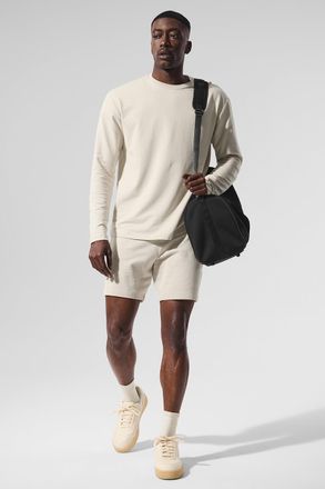 Alo | Double Take Long Sleeve Crewneck Top in Bone Beige, Size: Medium