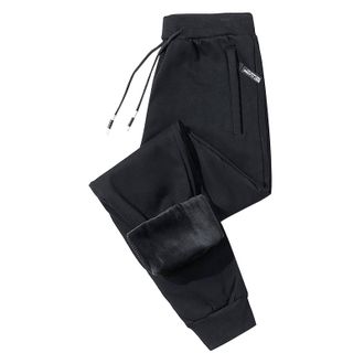Generic Jogging Bottoms Mens Winter Thermal Lined Winter Trousers Fleece Warm Sweatpants Training Trousers Gym Sports Trousers with Drawstring Breathable Swea