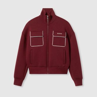Gucci Jersey Zip Sweatshirt With Logo, Bordeaux, Ready-to-wear