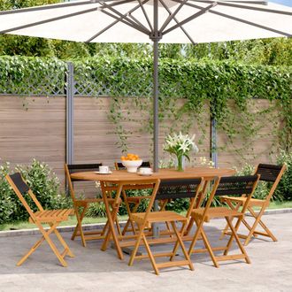 vidaXL Sillas De Jard&iacute;n Reclinables 6 Uds Madera Maciza Acacia Negro Vidaxl