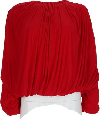 Magda Butrym Red Draped Gathered Elasticized Hem Top