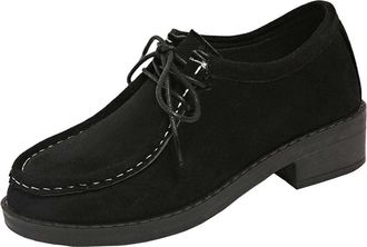 Generic Lace Up Shoes Women Comfortable Dress Shoes Round Toe Stylish Classic Flat Low Heel Smart Casual Walking Shoe Work Office Leisure Black