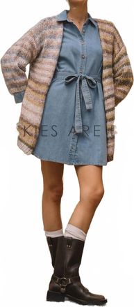 Skies Are Blue Clothing Multi Stripe Cardigan In Brown