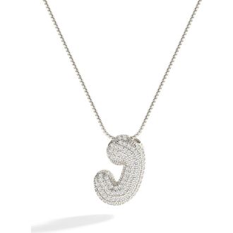 Mint & Lily Pave Bubble Initial Necklace in Silver /Letter J at Nordstrom
