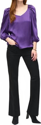 Joseph Ribkoff Scoop V-Neck Long Sleeve Blouse In Purple