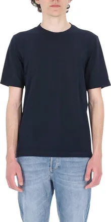 Barba Blue Textured Cotton T-Shirt