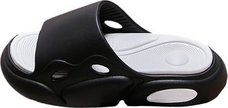 Generic 2024 Fashion Home Indoor Comfort Slippers For Women And Men Soft Thick Sole Casual Outdoor Wear Sports Design (Black, 5)