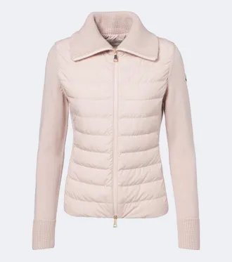 Moncler Cardigan in lana vergine e piuma