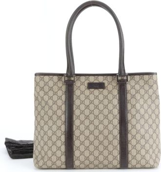 Gucci Brown Leather Coated Canvas Shoulder Bag Tote Bag (Pre-Owned)