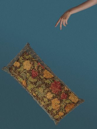 By Walid 19th-Century Needlepoint Wool, Linen and Velvet Cushion (23.5in/60cm)