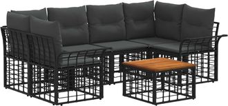 vidaXL Conjunto De Sof&aacute;s De Exterior 7 Uds. Negro Y Gris Oscuro Vidaxl