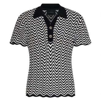 John Richmond Gebreide Polo met Golvend Motief - Heren - V-hals truien - Wit - M - Truien & Vesten