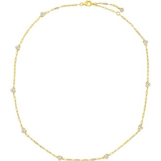 Crislu Valentine Cubic Zirconia Heart Station Necklace in 18Kt Yellow Gold /Clear Stone at Nordstrom, Size 16 In