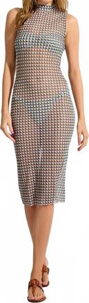 Lenny Niemeyer Sleeveless Tulle Midi Dress In Mini Cubes