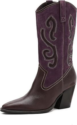 Free People Farrah Western Boots Womens Boots Chocolate/Burgundy : EU 37.5 (US Womens 7.5) M, Leather