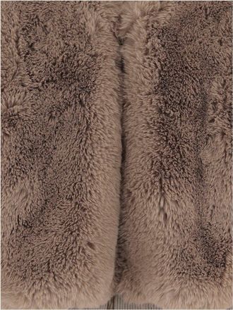Frankie Shop Womens Faux Fur Zip-Up Jacket Beige Polyester