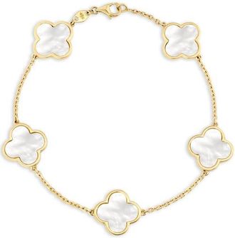 Devata Mother of Pearl Clover Bracelets in 14K Gold, 7 in Yellow Gold at Nordstrom