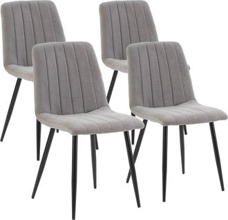 HOMN Pack 4 sillas tapizadas en tela color gris
