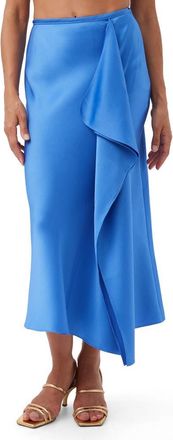 Trina Turk Sahel Satin Midi Skirt in Beach Ball Blue at Nordstrom, Size 10