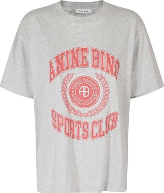 Anine Bing Cade Tee Collegiate - Dames - Tops - Grijs - Maat: XS Katoen