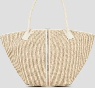 Alexander Smith Lauren Large shoulder bag in beige raffia and woven handle