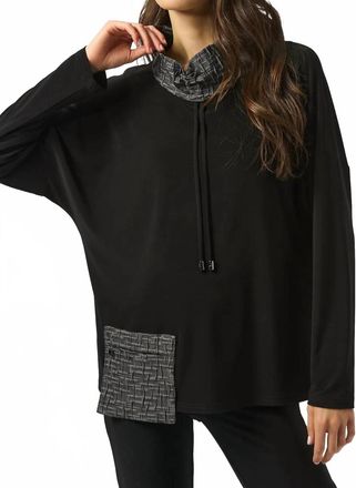 Joseph Ribkoff Silky Knit Long Sleeve Boxy Top In Black/grey