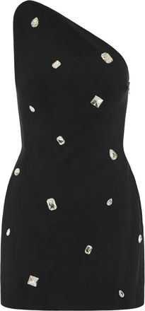 DAVID KOMA one-shoulder crystal-embellished dress - Black