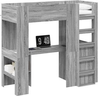 vidaXL Estructura De Litera Con Escritorio Gris Sonoma 75 X 190 Cm Vidaxl