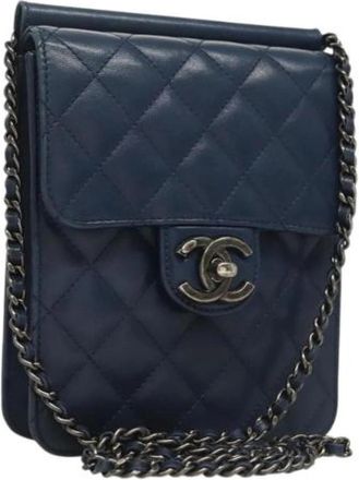 Chanel Pre-owned Leather chanel-bags - Dames - Vintage Schoudertas - Blauw - ONE Size - Vintage