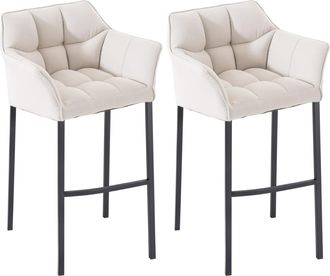 Clp Clp - Set De 2 Taburete De Bar Damaso En Tela Con Base De 4 Patas Blanco Negro