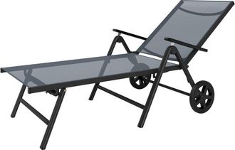 OUTSUNNY Sdraio da Giardino Pieghevole e Reclinabile in 5 Posizioni Grigia