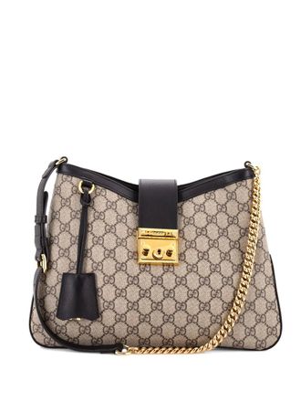 Gucci Padlock Chain GG Coated Canvas with Leather Medium shoulder bag - Black