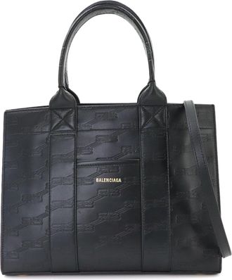 Balenciaga Black Leather Shoulder Bag Tote Bag (Pre-Owned)