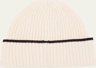 Brunello Cucinelli Mens Tipped Cashmere Rib Beanie Hat
