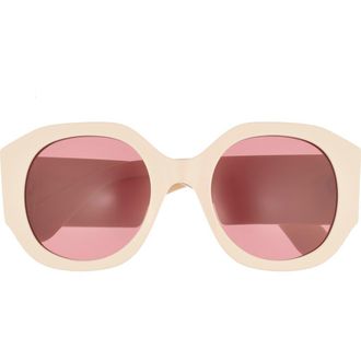 Chlo&eacute; 53mm Round Sunglasses in Ivory Ivory Red at Nordstrom Rack