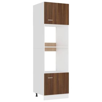 Berkfield Home Microwave Cabinet Brown Oak 60x57x207 cm Engineered Wood | Size: 60 x 57 x 207 cm