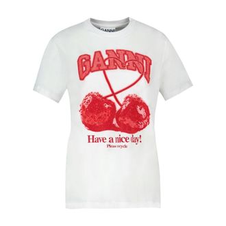 Ganni Womens Cotton T-Shirt White