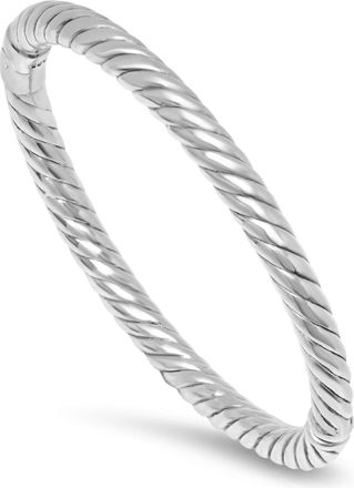 MAX + STONE 925 Sterling Silver Rope Textured Hinged Bangle Bracelet 7.5 Inch