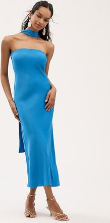 BHLDN Leah Strapless Satin Scarf Midi Slip Dress