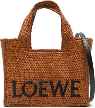 Loewe Font Tote raffia tote bag - women - Viscose/CALFSKIN/Raffia - OS - Brown
