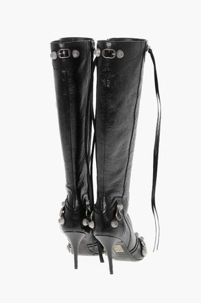 Balenciaga Stivali in Pelle Spazzolata CAGOLE con Borchie e Zip 10cm Balenciaga