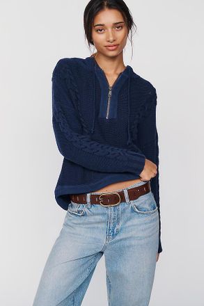 Pilcro 100% Cotton Cable-Knit Hoodie