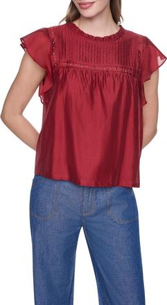 DKNY Studded Pintuck Top in Rhythm Red at Nordstrom, Size X-Small