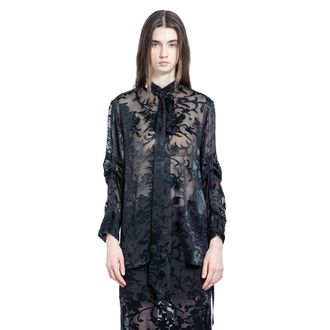 Ann Demeulemeester Dien Standard Collar Long Shirt with Foulard