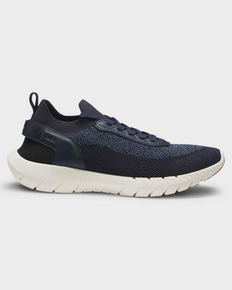Boss Orange by Hugo Boss Mens Motion Sock Trainers With Knitted Uppers in Dark Blue Recycled Material - Size UK 11