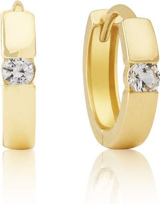 MAX + STONE 14k Yellow or White Gold Small Round Gemstone Huggie Hoop Earrings