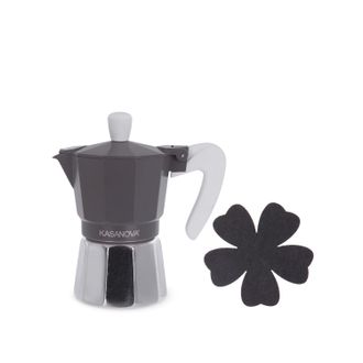 KASANOVA Caffettiera 2 tazze grigio con sotto moka