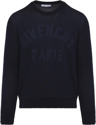 Givenchy Dark Navy Round Neck Logo Sweater