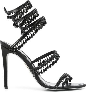 Rene Caovilla 110 mm stiletto sandalen verfraaid met kralen - Zwart